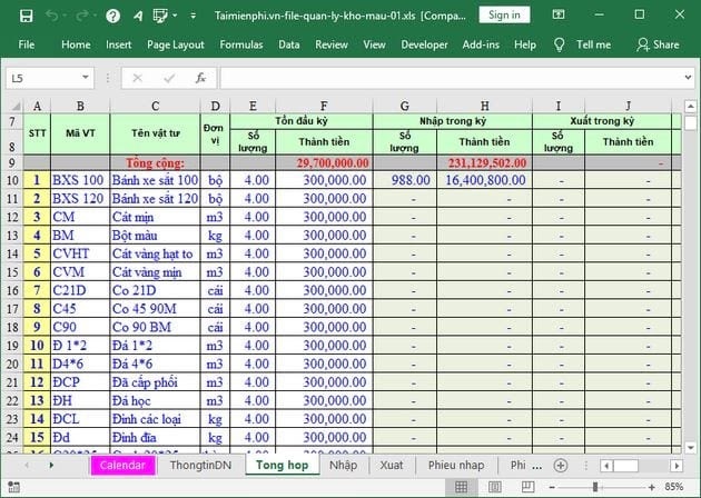 phần mềm quản lý sản xuất bằng excel miễn phí